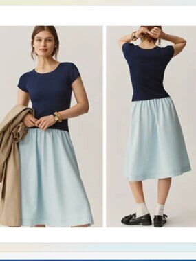 ANTHROPOLOGIE Short Sleeve Twofer Sweater Midi Dress